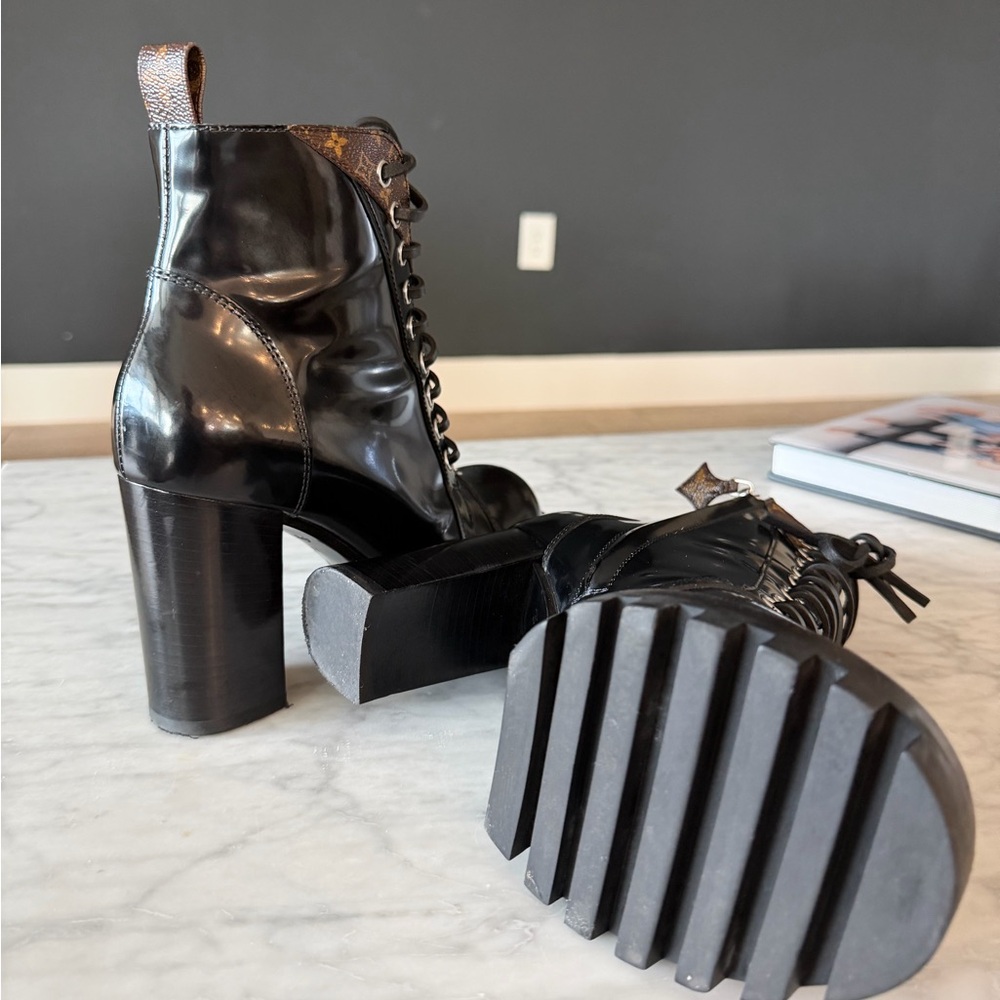 Louis Vuitton Black Patent Leather Combat Boots - Picture 4 of 4